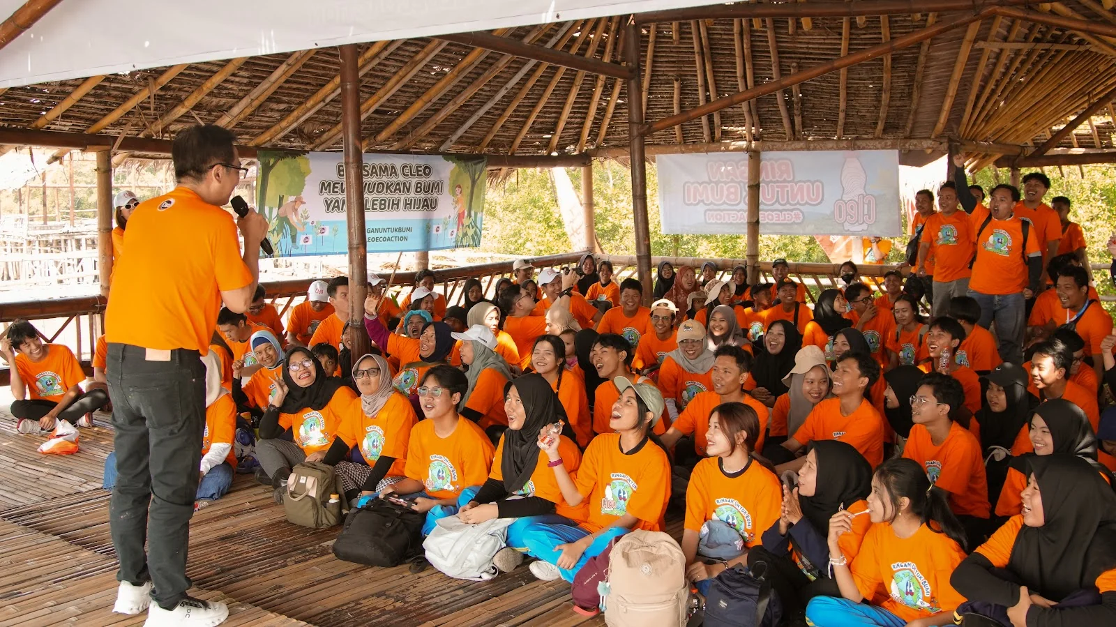 Participants gathered for a session at the mangrove event with Cleo